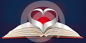 Book forming a heart with its pages photo
